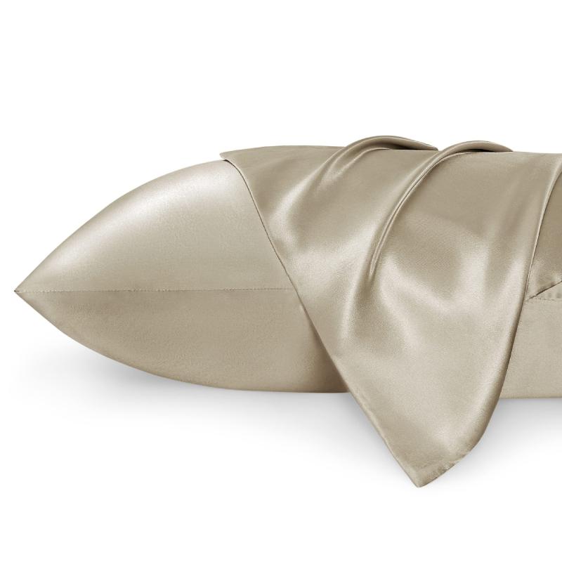 2pcs Taupe Satin Silk Pillowcase Set 20X30 Inches