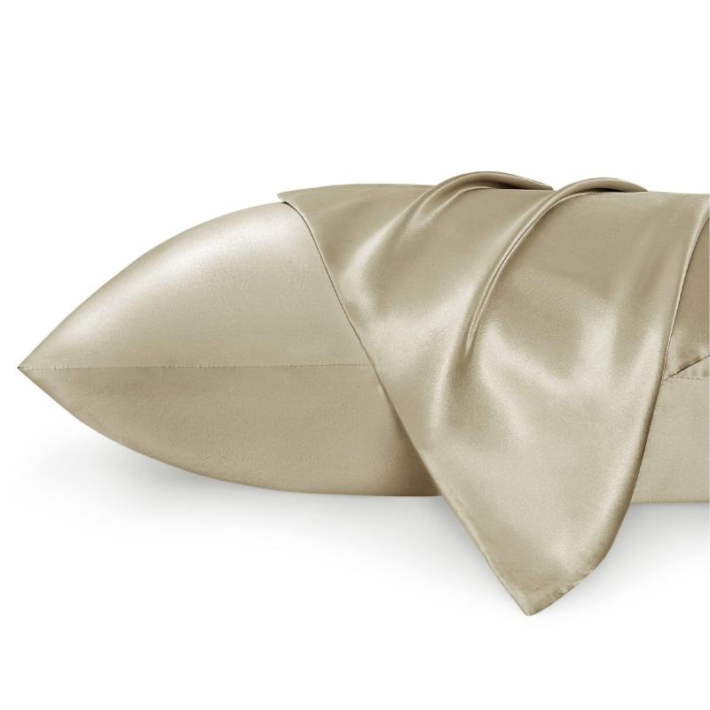 2pcs Taupe Satin Silk Pillowcase Set 20X30 Inches