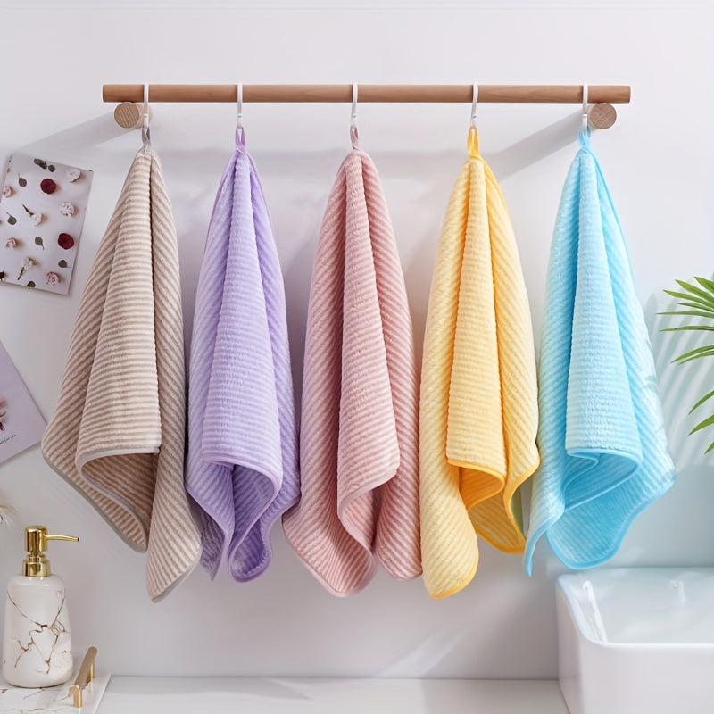 1pc Striped Pattern Hand Towel Coral Fleece Soft Skin-friendly Face Towel