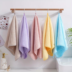 1pc Striped Pattern Hand Towel Coral Fleece Soft Skin-friendly Face Towel