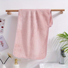 1pc Striped Pattern Hand Towel Coral Fleece Soft Skin-friendly Face Towel