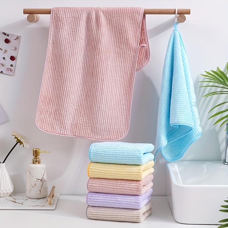 1pc Striped Pattern Hand Towel Coral Fleece Soft Skin-friendly Face Towel
