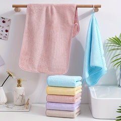 1pc Striped Pattern Hand Towel Coral Fleece Soft Skin-friendly Face Towel