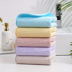 1pc Striped Pattern Hand Towel Coral Fleece Soft Skin-friendly Face Towel