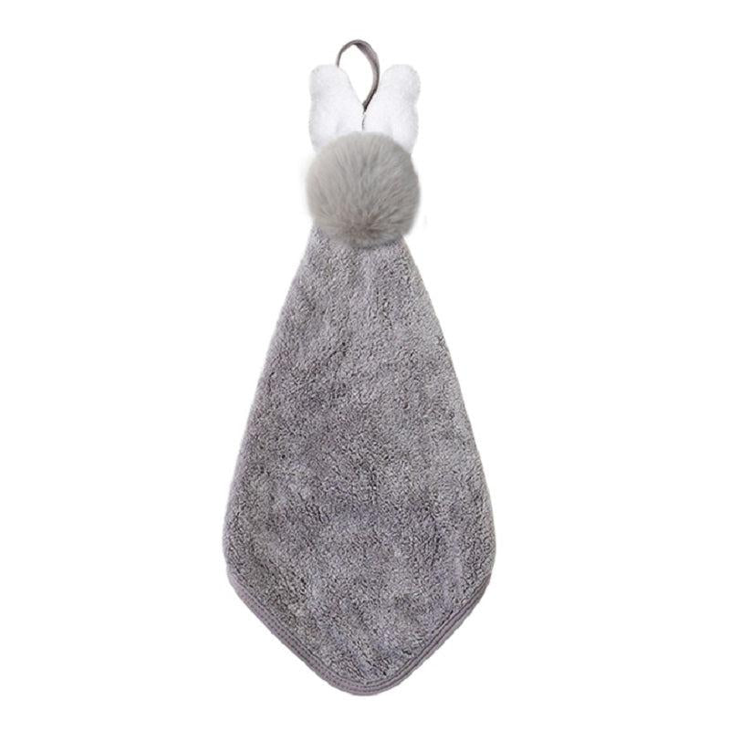 Coral Fleece Rabbit Ears Hanging Towel, Absorbent Soft Hand Towel