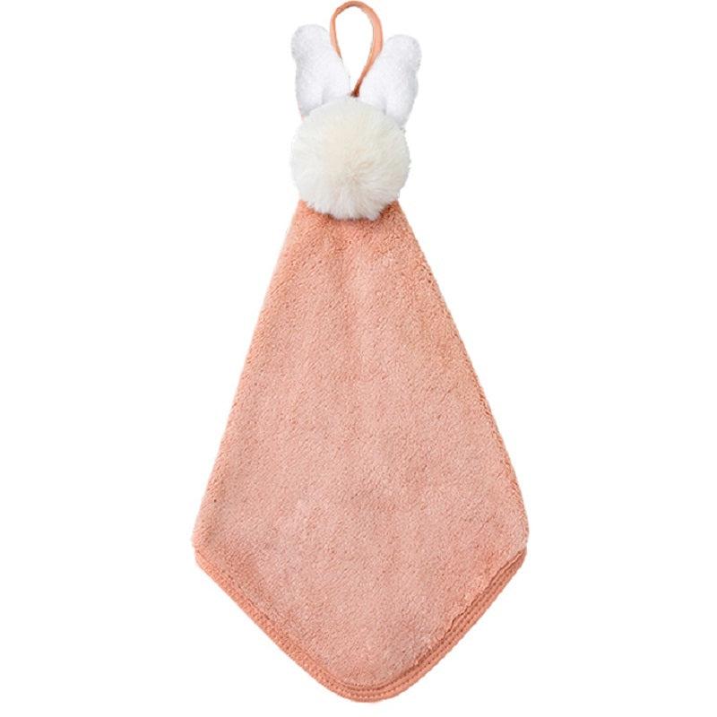 Coral Fleece Rabbit Ears Hanging Towel, Absorbent Soft Hand Towel