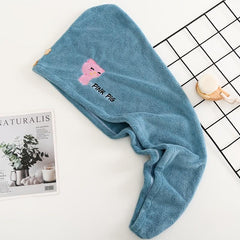 Cartoon Coral Hair Drying Cap Towel for Adults Soft and Absorbent