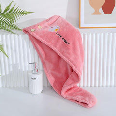 Cartoon Coral Hair Drying Cap Towel for Adults Soft and Absorbent