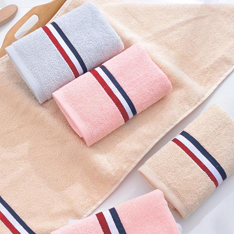 3pcs Striped Hand Towel Coral Fleece Soft Skin-friendly Hand Towel
