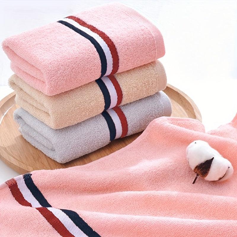 3pcs Striped Hand Towel Coral Fleece Soft Skin-friendly Hand Towel