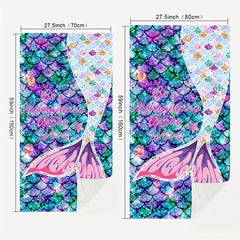 Mermaid Tail Pattern Beach Towel Quick Dry Sand Absorbent Soft Outdoor Travel