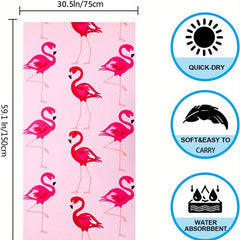 Pink Flamingo Beach Towel Quick Drying Soft Absorbent Towel 77x150