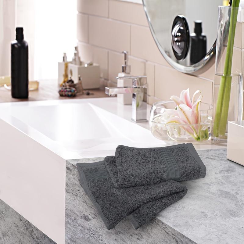 6 Pack Soft Cotton Hand Towels for Gym and Spa Dark Gray