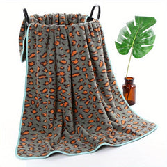 Leopard Printed Bath Towel Quick Dry Absorbent 28.55in
