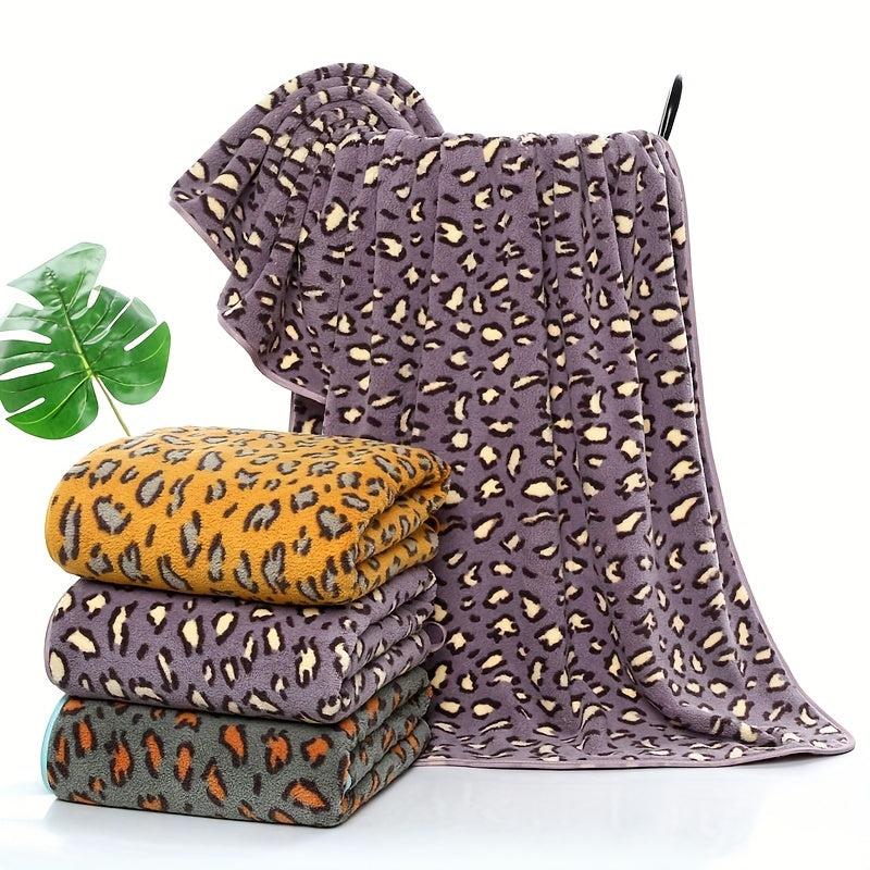 Leopard Printed Bath Towel Quick Dry Absorbent 28.55in