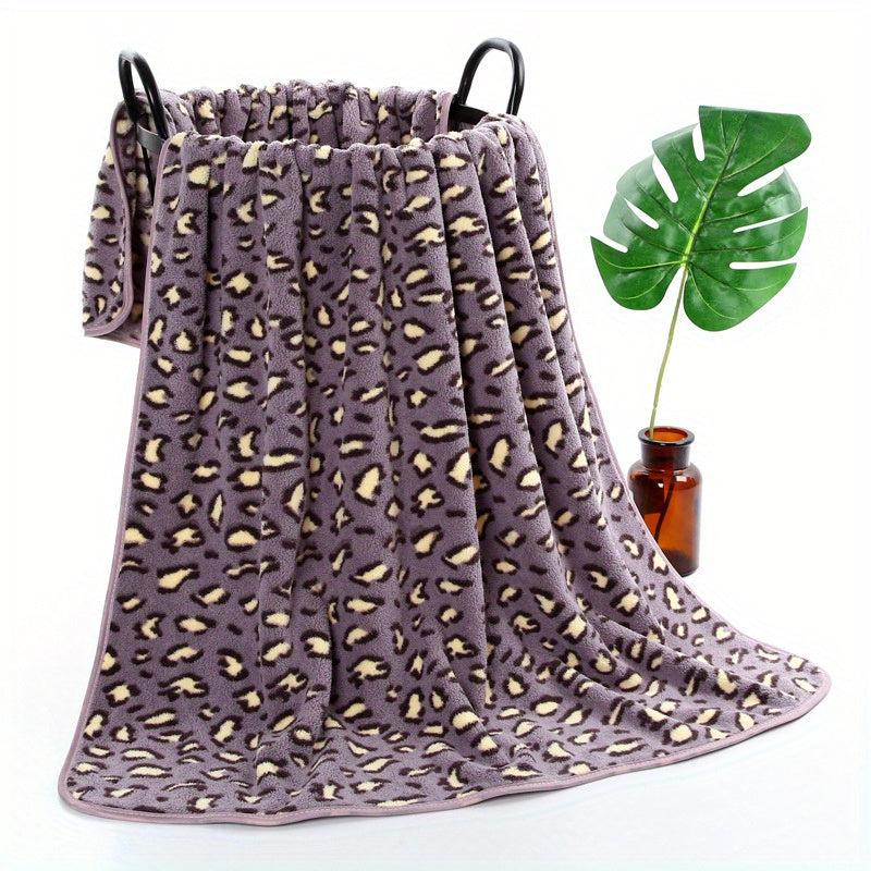 Leopard Printed Bath Towel Quick Dry Absorbent 28.55in