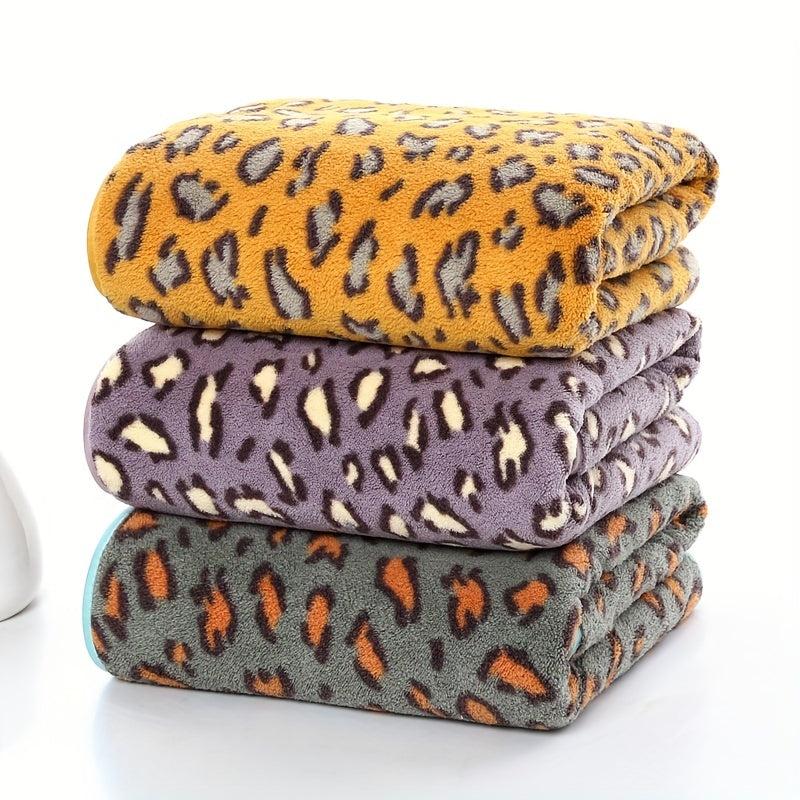Leopard Printed Bath Towel Quick Dry Absorbent 28.55in
