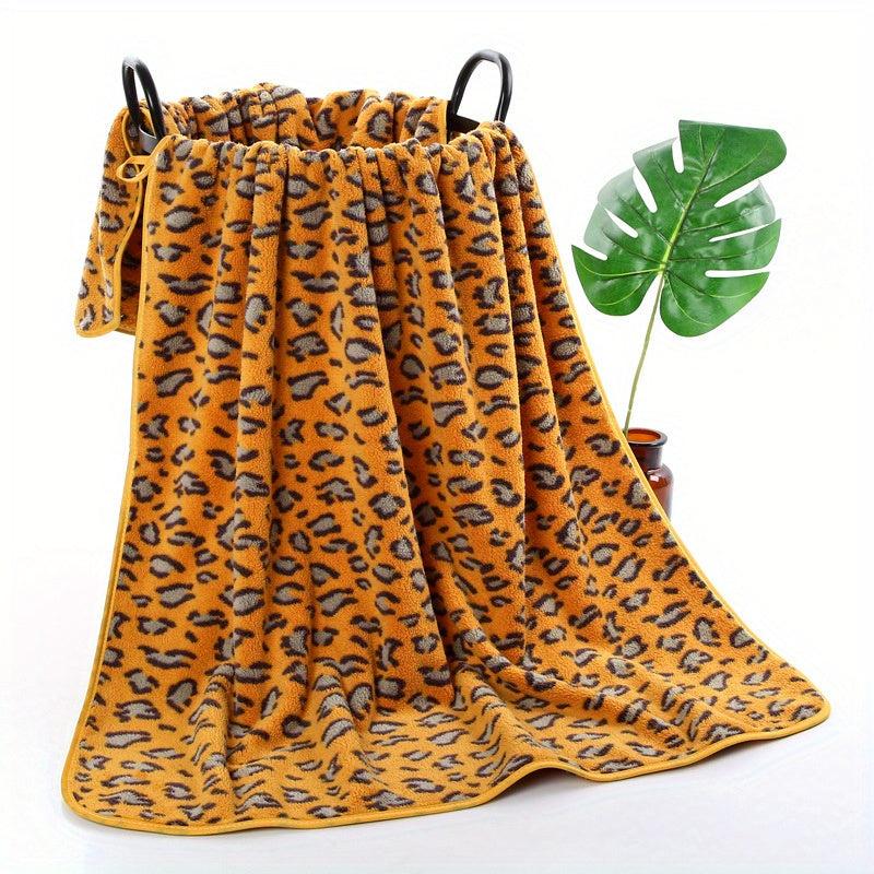 Leopard Printed Bath Towel Quick Dry Absorbent 28.55in