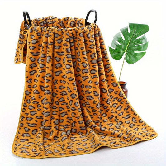 Leopard Printed Bath Towel Quick Dry Absorbent 28.55in