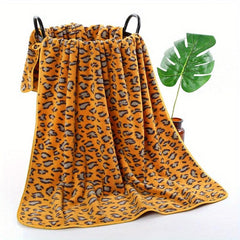 Leopard Printed Bath Towel Quick Dry Absorbent 28.55in