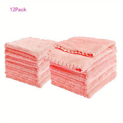 12pcs Soft Washcloths Coral Fleece Handkerchiefs Small Square Towel