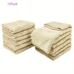 12pcs Soft Washcloths Coral Fleece Handkerchiefs Small Square Towel