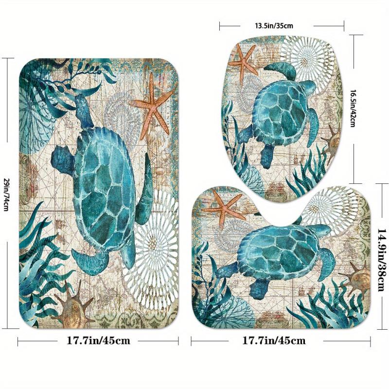 Sea Turtle Series Shower Curtain Set with 12 Hooks