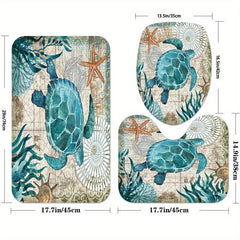 Sea Turtle Series Shower Curtain Set with 12 Hooks