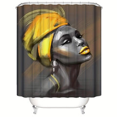 Romantic Gray Yellow African American Women Wearing Hijabs Shower Curtain Set