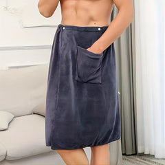 Men's Wearable Bath Towel Microfiber Elastic Band Soft Absorbent Shower Skirt