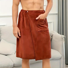 Men's Wearable Bath Towel Microfiber Elastic Band Soft Absorbent Shower Skirt