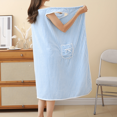 Women's Striped Bath Skirt and Towel Set, Quick Drying Spa Wrap