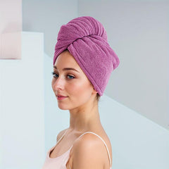 Embroidered Hair Towel Soft Hair Drying Cap With Button