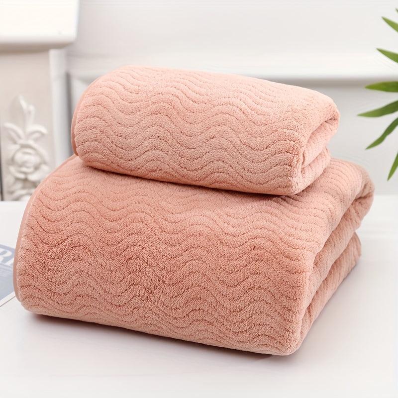 2pcs Microfiber Towel Set Soft Hand & Bath Towel Quick Drying Absorbent Towels