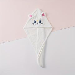 Cartoon Embroidery Hair Towel, Soft Hair Drying Cap, Absorbent Hair Wrap Towel