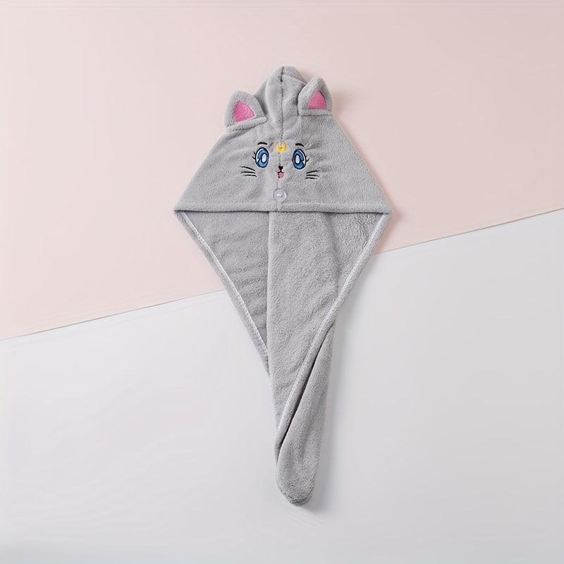 Cartoon Embroidery Hair Towel, Soft Hair Drying Cap, Absorbent Hair Wrap Towel