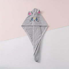 Cartoon Embroidery Hair Towel, Soft Hair Drying Cap, Absorbent Hair Wrap Towel