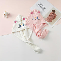 Cartoon Embroidery Hair Towel, Soft Hair Drying Cap, Absorbent Hair Wrap Towel
