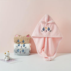 Cartoon Embroidery Hair Towel, Soft Hair Drying Cap, Absorbent Hair Wrap Towel