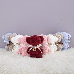 Soft Coral Fleece Bear Towel - Ideal Wedding & Birthday Gift