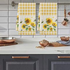 Sunflowers Themed Dish Towels Soft Absorbent Fingertip Towel