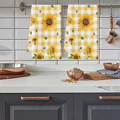 Sunflowers Themed Dish Towels Soft Absorbent Fingertip Towel