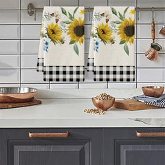 Sunflowers Themed Dish Towels Soft Absorbent Fingertip Towel