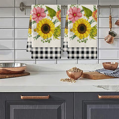 Sunflowers Themed Dish Towels Soft Absorbent Fingertip Towel