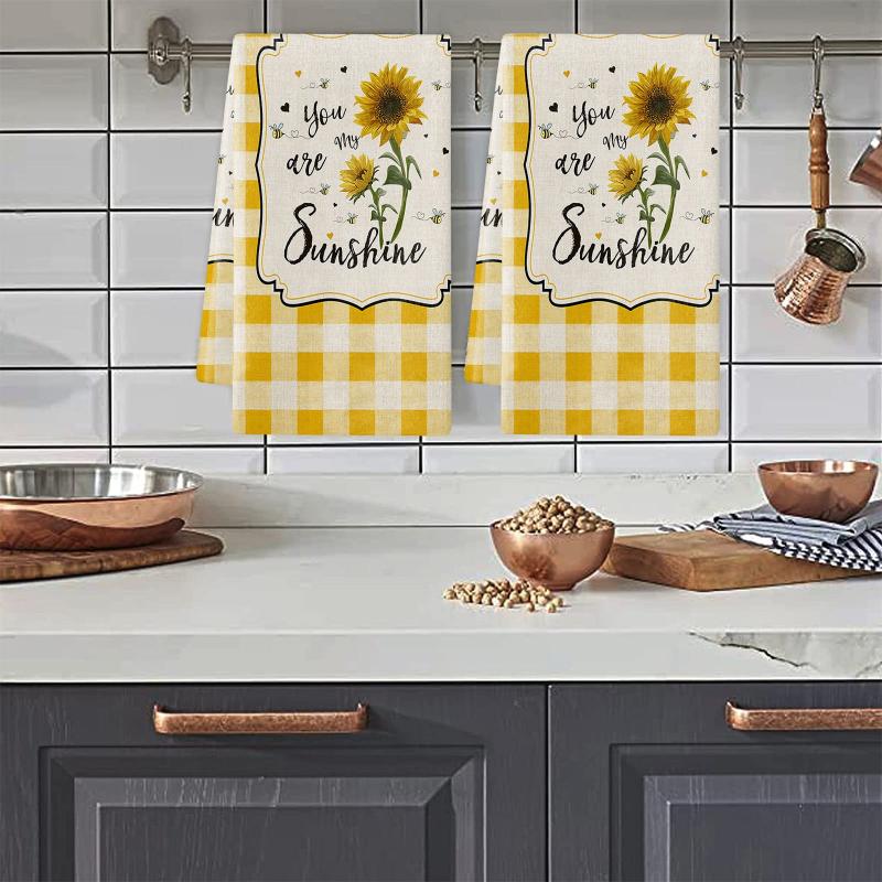 Sunflowers Themed Dish Towels Soft Absorbent Fingertip Towel