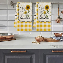 Sunflowers Themed Dish Towels Soft Absorbent Fingertip Towel