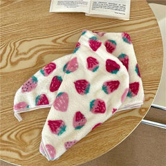 Strawberry Pattern Hair Drying Cap for Women Quick Drying Shower Cap