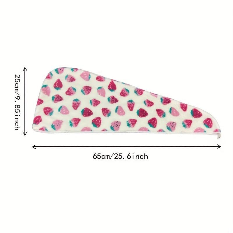 Strawberry Pattern Hair Drying Cap for Women Quick Drying Shower Cap