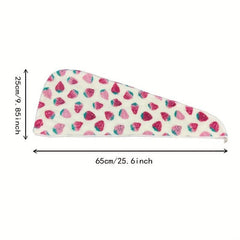 Strawberry Pattern Hair Drying Cap for Women Quick Drying Shower Cap