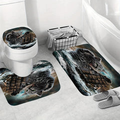 Waterproof Cat Shower Curtain Set with Non-Slip Bathroom Rug - 71x71 Inches